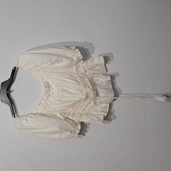 A Loves A Victorian Corset Square Neck Short Puff Sleeve Tie Front Ruffl… - Picture 2 of 7